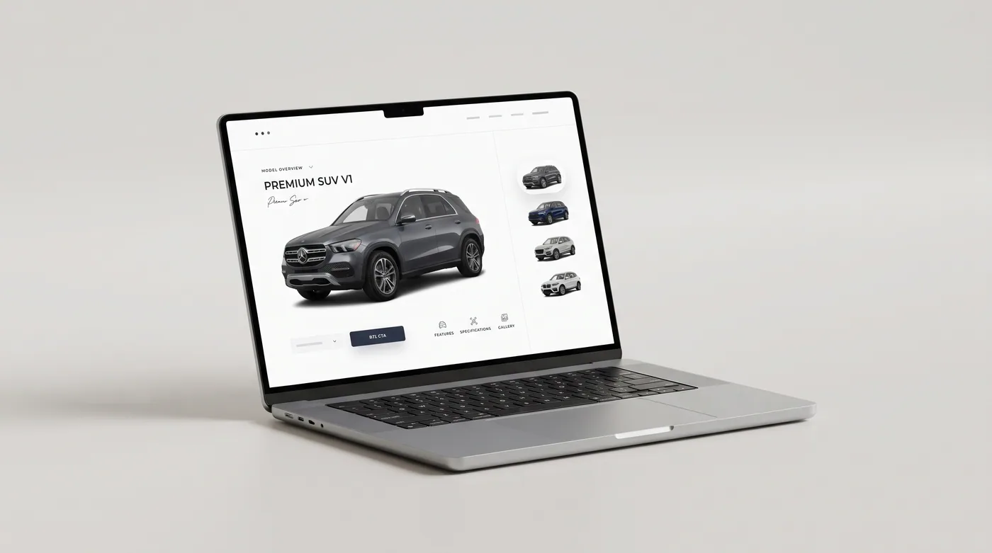 Vehicle imagery shown in a car marketplace web app