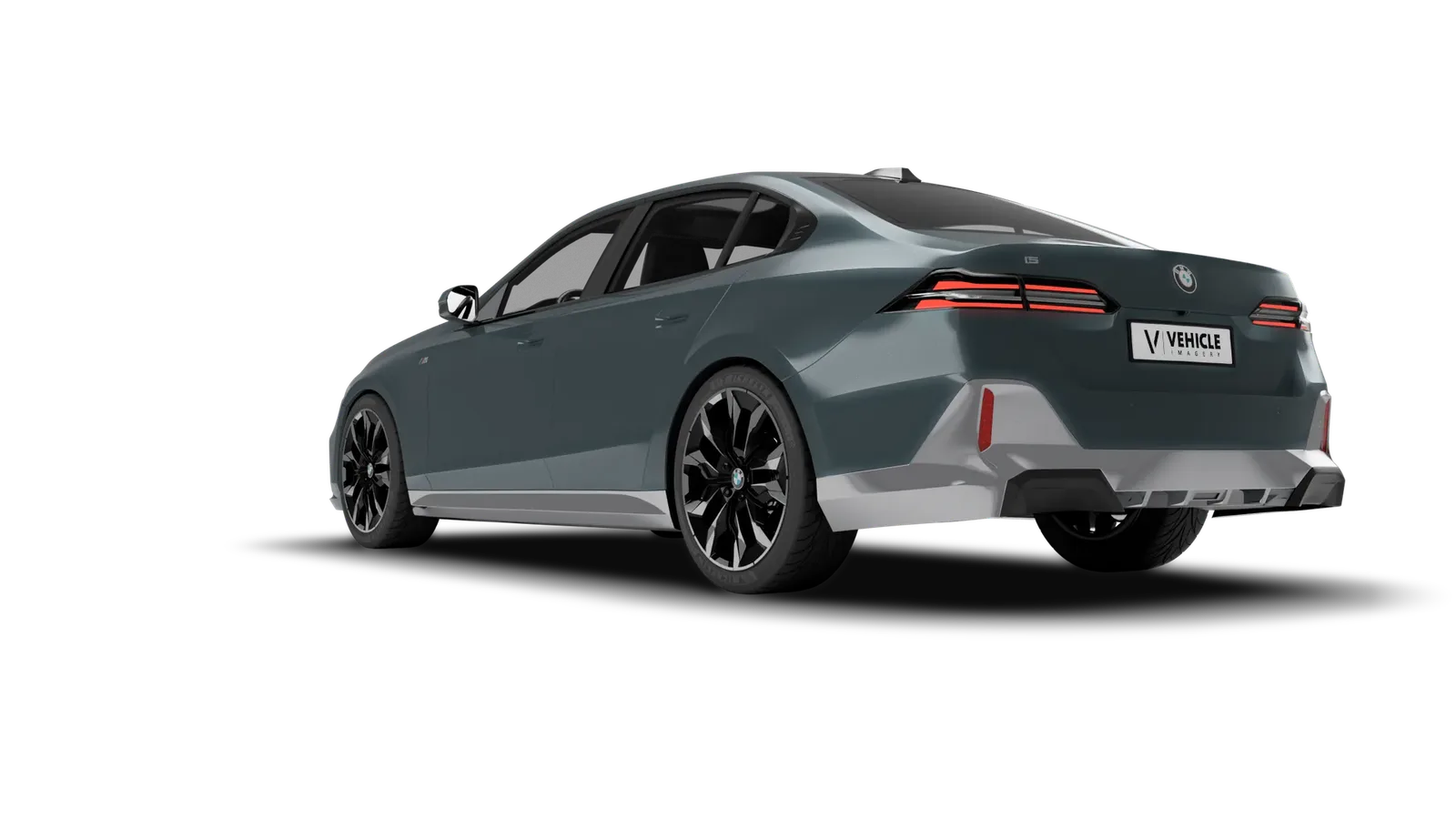 BMW i5 in Cape York Green Metallic, hinten links