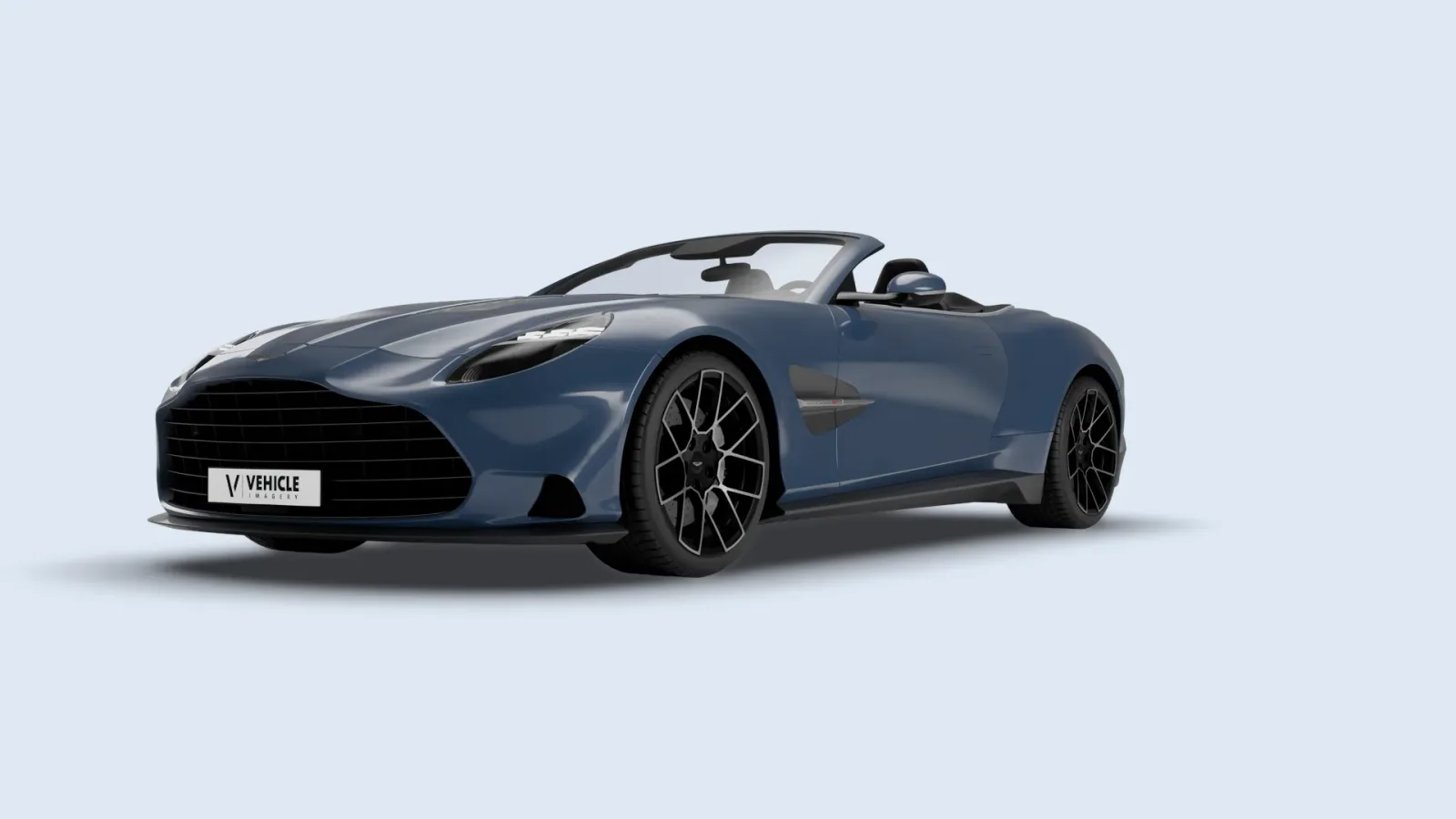 Aston Martin Vanquish Volante en un fondo de estudio, background=dfe8f3