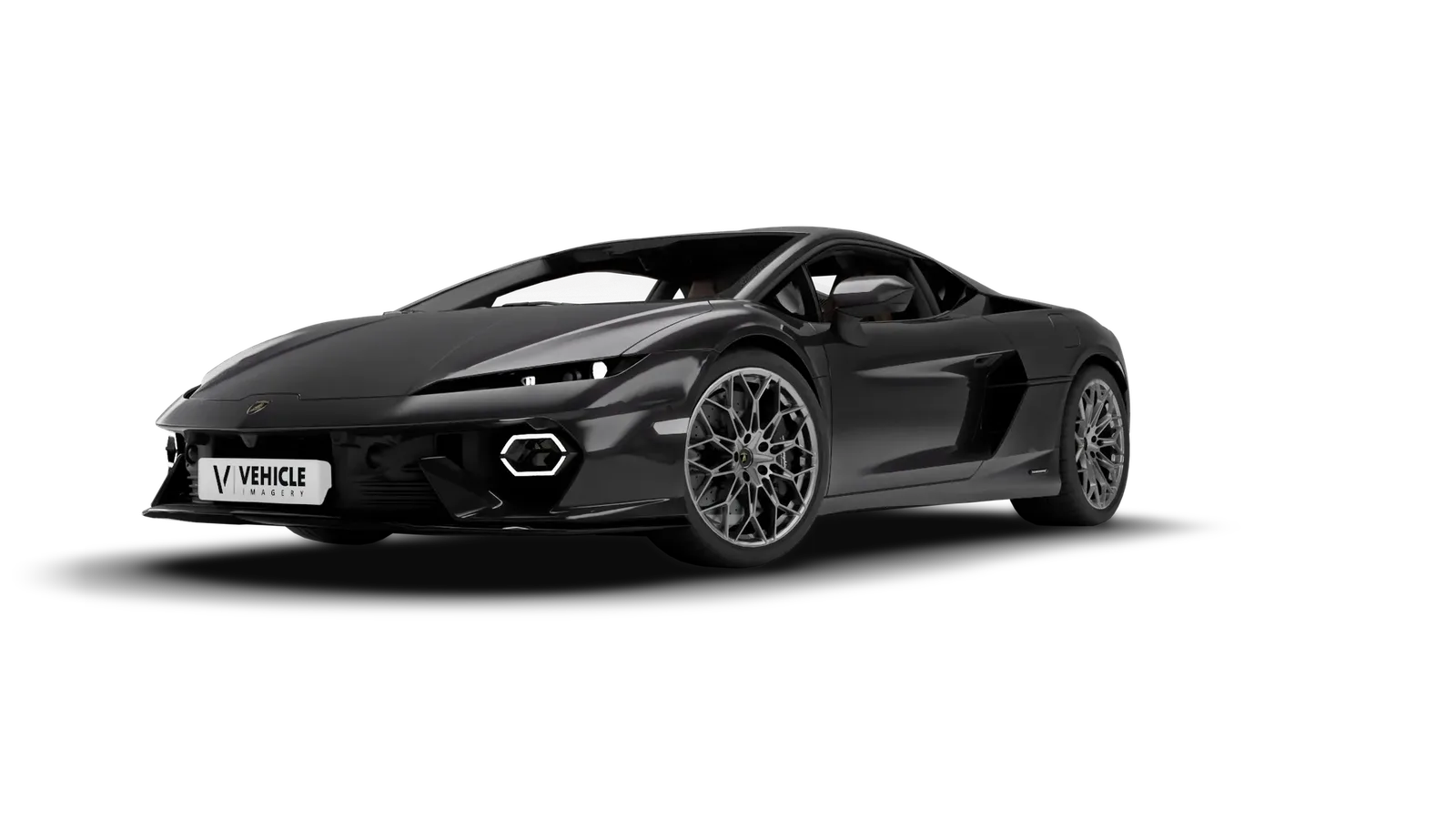 Lamborghini Temerario in Nero Noctis, lights on